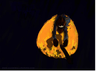 Person banana knife blackbackground cavepainting - visible free wallpaper