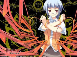 Anime bluehair glasses ribbon portrait - red ribbon free wallpaper