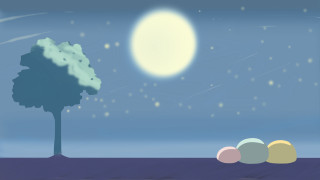 Tree balls grass full moon - chiho aoshima free wallpaper
