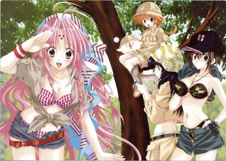 Pink hair anime girls tree - a tree free wallpaper