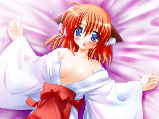 Ayako rokkaku anime furry cat - a red bow free wallpaper