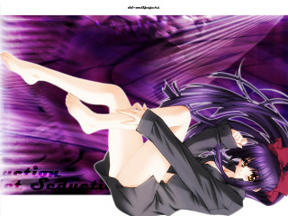 Woman purple background anime blush - her back free wallpaper for desktop