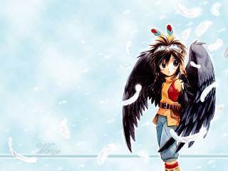 Anime bird wings angel feathers - his shirt free wallpaper