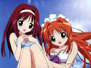 Red haired anime girls bows - a bow free wallpaper