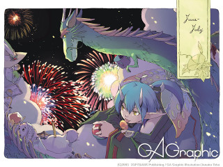 Girl dragon fireworks kimono holography - firework free wallpaper