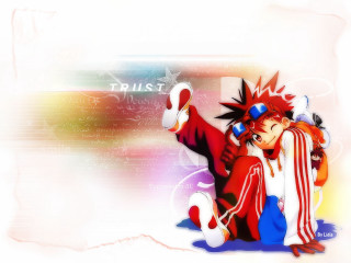 Red haired anime sitting gloves - anime style free wallpaper