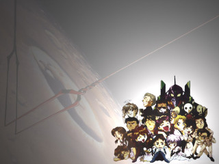 Anime characters wall clock space - a white sky free wallpaper