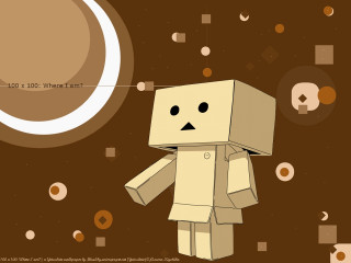 Paper toy brown background robot - circle and dots free wallpaper