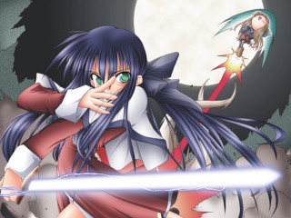 Moon sword woman demon energy - a sword in front free wallpaper