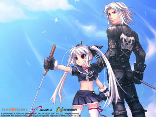Anime couple sky cloud skull - a blue sky background free wallpaper