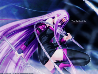 Anime portrait longhair sword purple - long hair holding free wallpaper