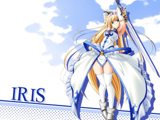 Anime swordgirl blue ribbon clouds - a sword and a dress free wallpaper