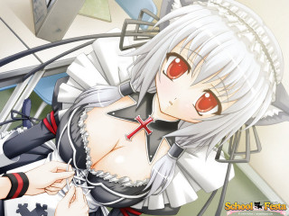 Anime girl white hair red 10 - a cross free wallpaper