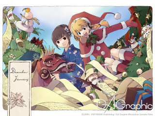 Christmas girls deer antlers santa - a christmas tree in the background free wallpaper