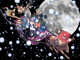 Sleigh snow fullmoon aliens christmas - a cartoon of a group free wallpaper for desktop