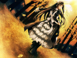 Woman dress boots forest autumn - a yellow sky free wallpaper for desktop