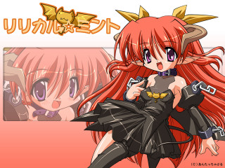 Demon girl red hair horns - a black dress free wallpaper