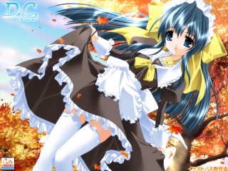 Anime girl dress tree autumn - a caption free wallpaper