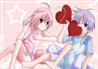Pink hair anime sisters heart - one holding free wallpaper for desktop