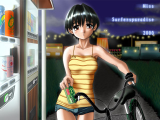 Yellow dress woman bike city - a yellow dress free wallpaper
