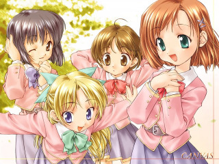 Pink girls tree manga school - a group of girls free wallpaper