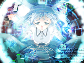 Blue hair girl crying cat - a circle free wallpaper for desktop