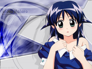 Blue haired anime girl bangs - big eye free wallpaper