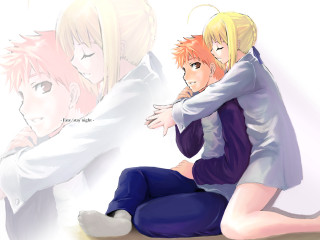 Romantic anime hug blush braid - the others head free wallpaper
