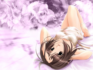Flower blooming anime girl hanami - her stomach free wallpaper