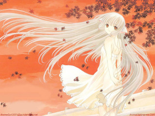 Girl white hair autumn tree - long white hair free wallpaper