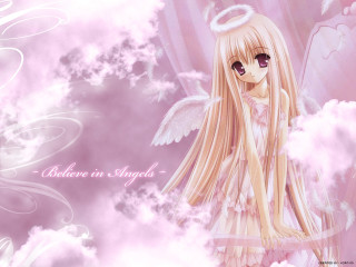 Angel girl pink clouds blonde - angel free wallpaper