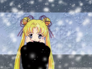 Blonde anime girl snowy night - a black shirt free wallpaper
