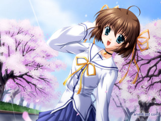 Anime girl white dress pink 2 - pink flower free wallpaper