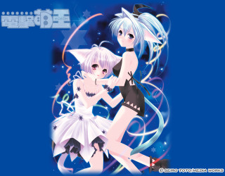 Anime dancing girls blue stars - the caption free wallpaper