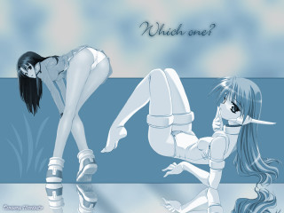 Anime 2girls highheels suit kneeling - two woman free wallpaper