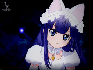 Anime girl blue hair cat 5 - glowing free wallpaper