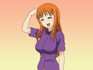 Redhair purpleshirt ayako handshead anime - a purple shirt free wallpaper
