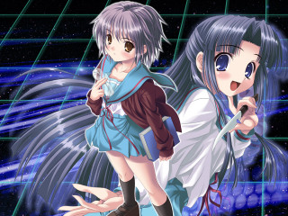 Anime girls blue eyes starry - star free wallpaper