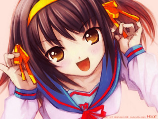 Girl yellowribbon scissors anime suzumiya - a yellow ribbon free wallpaper