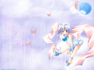 Girl flying butterfly blueball night - a butterfly free wallpaper for desktop
