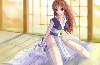 Woman dress sitting suitcase window - a woman in a dress free wallpaper