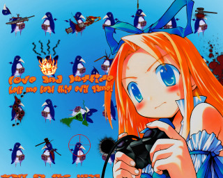 Redhair girl camera penguins bluesky - a camera in front free wallpaper