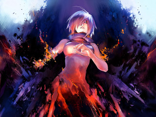 Woman sword fire water sky - auto free wallpaper