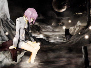 Woman rock cat wolf moon - a full moon in the sky free wallpaper for desktop