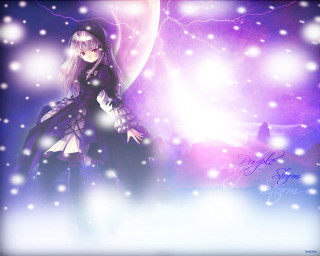 Gothic anime snowy umbrella silverhair - a black dress free wallpaper
