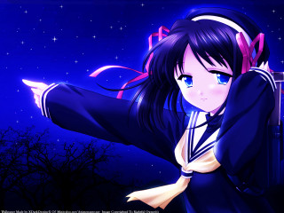 Anime girl long hair black 2 - a black dress free wallpaper