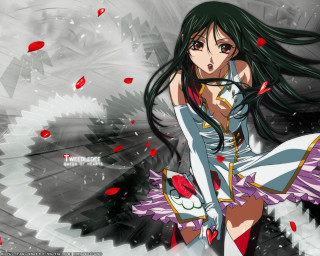 Anime girl black hair white 2 - her arm behind her back free wallpaper