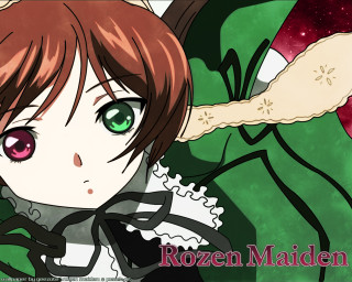 Anime girl green eyes green - a white collar free wallpaper