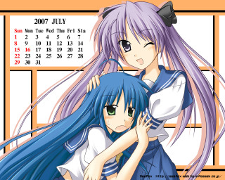 Anime hugging girls calendar netart - a calendar free wallpaper