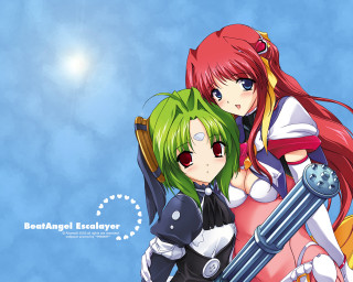 Elysium blue sky sun anime - a blue background behind them free wallpaper